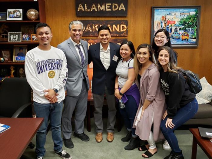 David Rebanal , students and Assemblyman Rob Bonta